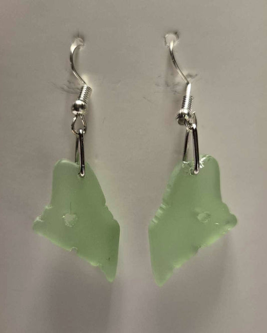 Maine Shaped Seaglass Earring